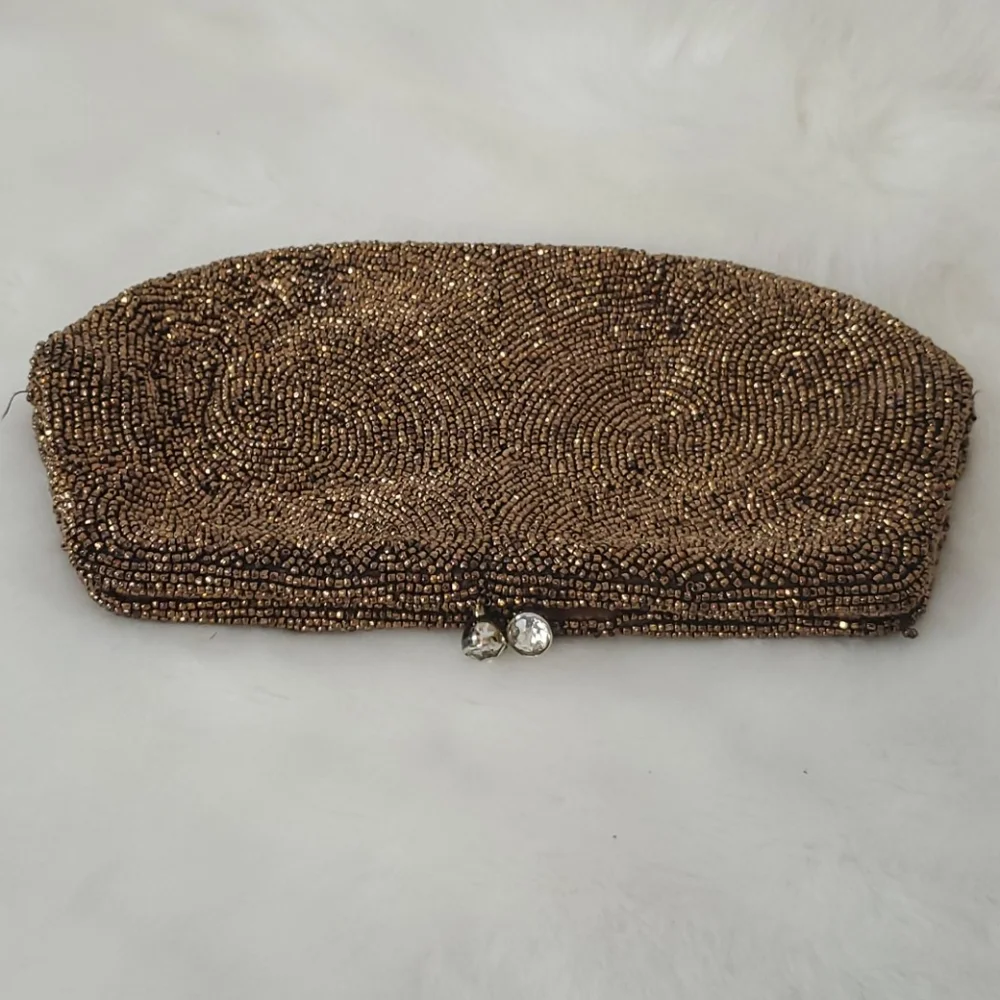 Vintage Walborg beaded brown purse bag